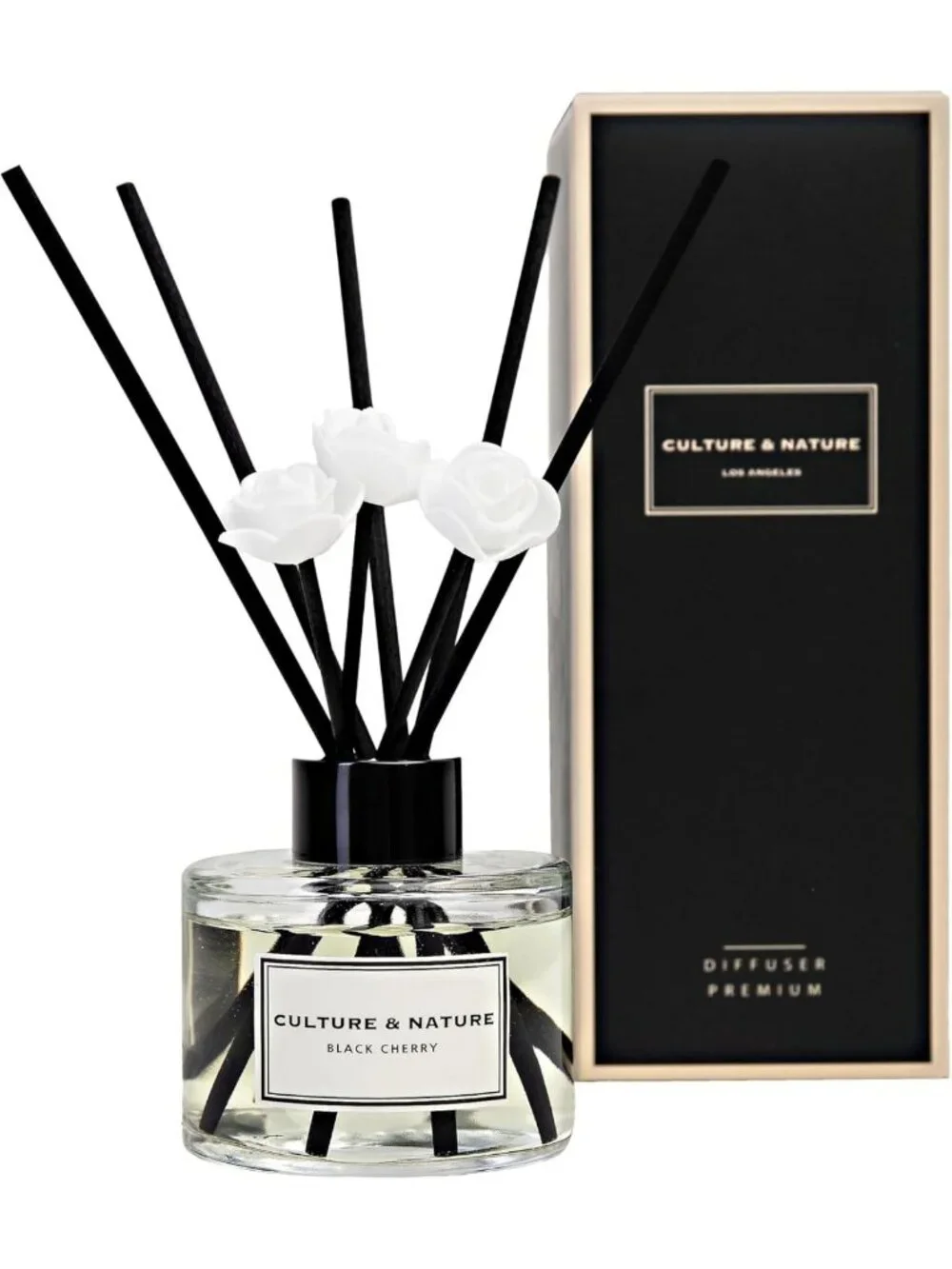 Black Cherry Reed Diffuser Set 4oz - Scented Home Fragrance for Bathroom Decor